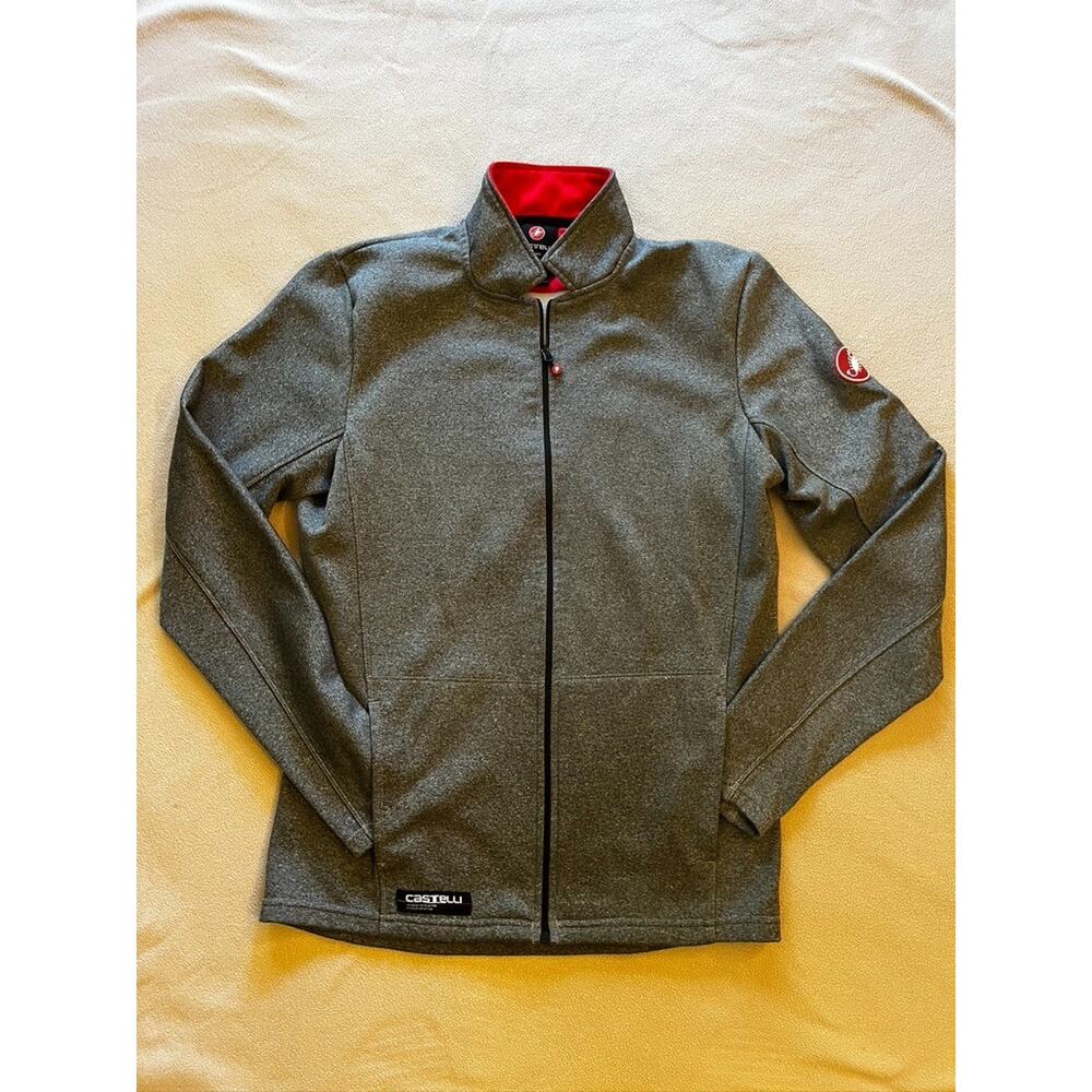 Castelli Mens Large Cycling Jacket Gray Zip Up Fleece Lined